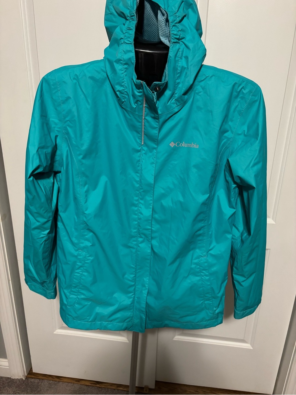 Columbia Teal Hooded Raincoat